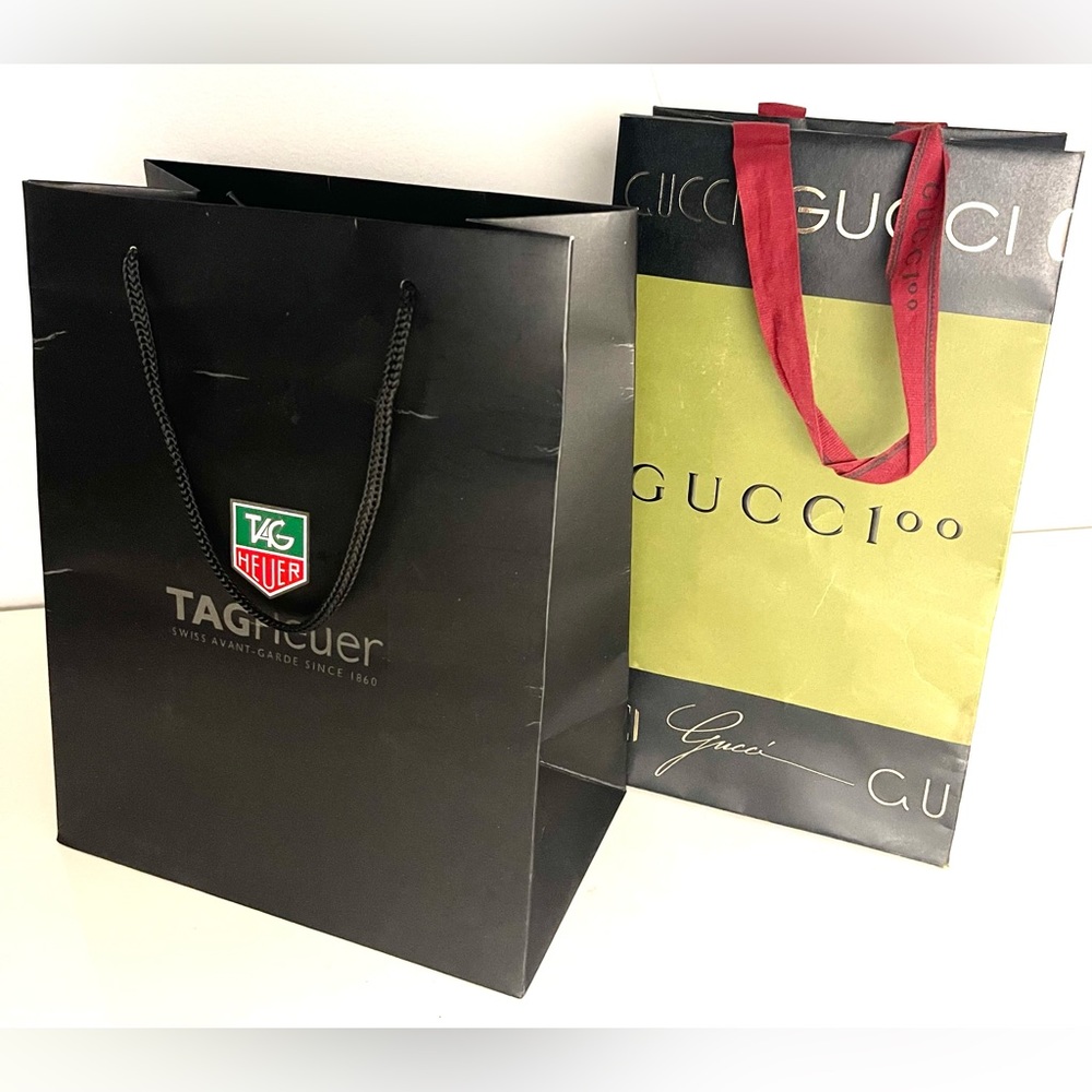 GUCCI & TAG HEUER Gift Bag Set Holiday Christmas Santa Wrapping Authentic Retail